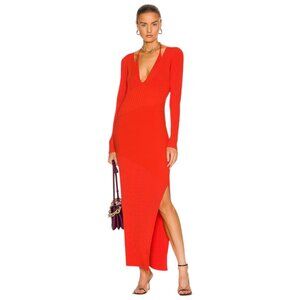 Nicholas Layered Ribbed Knit Maxi Dress XS Red NWT